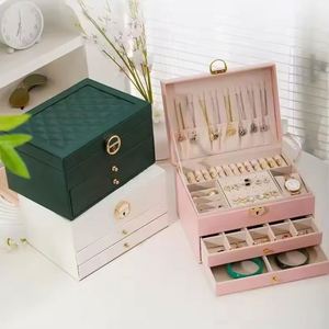 Custom Logo 3 Layers Pu Leather Jewelry Storage <b>Box</b> Desktop Organizer <b>Box</b> for <b>Earring</b> Ring Necklace Bracelet - Product Image 2