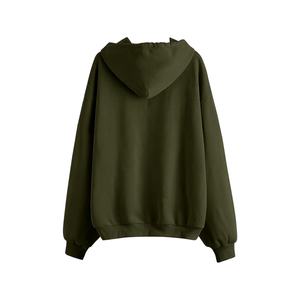 Sweat à capuche classique léger à coupe régulière, imprimé sur mesure, écologique, respirant, en polyester/coton, avec fermeture éclair mi-longue et doublure polaire - Product Image 1