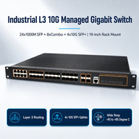 Switch Ethernet Industrial Administrado de Capa 3, 24 Puertos SFP, 8 Combo, 4 SFP+ 10G, Montaje en Rack 1U 19 Pulgadas, L3
