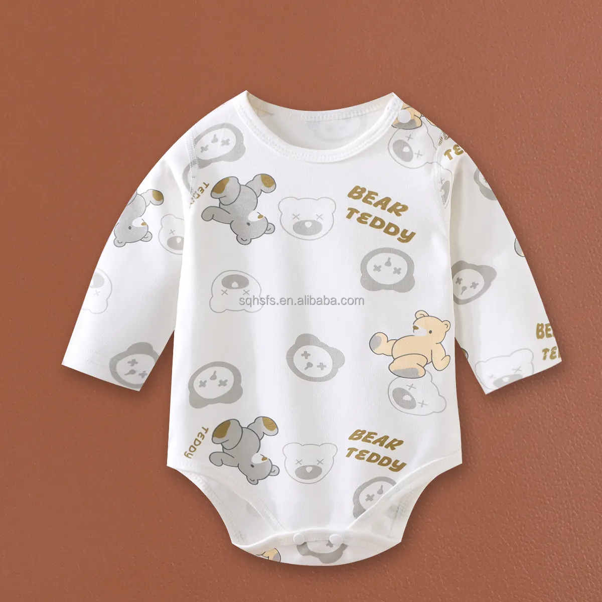 Aantrekkelijke Prijs Nieuw Type Groothandel Baby Katoenen Rompertjes Geweven Lange Unisex Ronde Hals Herfst 100% Katoen Babykleding 0-24 Maand