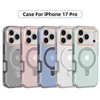 Étui de téléphone de luxe en TPU+PC avec anneau magnétique pliable, double couche antichoc pour 17 16 15 14 Pro Max