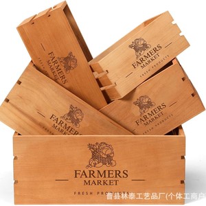 Boîte de rangement en bois vintage de style campagnard, rectangulaire, en bois massif, style ferme, sans couvercle, boîtes de rangement décoratives - Product Image 5