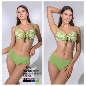 Set bikini HDJ verde con stampa floreale push up a vita alta, costume da bagno a 2 pezzi da donna, taglia 42 44 46 48 - Product Image 4