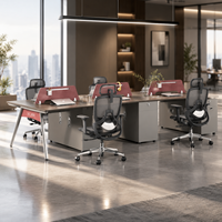 Poste de travail de bureau moderne pour 6 personnes avec panneau d'intimité, tiroir et armoire extensible pour centre d'appels ou projet de bureau