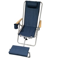 Chaise de plage pliante en fer avec repose-pieds, inclinable et portable pour le camping, l'atelier et la chambre à coucher