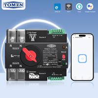 TOMZN Rail DIN EWelink WIFI Minuteur intelligent ATS 230V Commutateur de transfert automatique double alimentation Ininterrompu 2P 125A 50ms