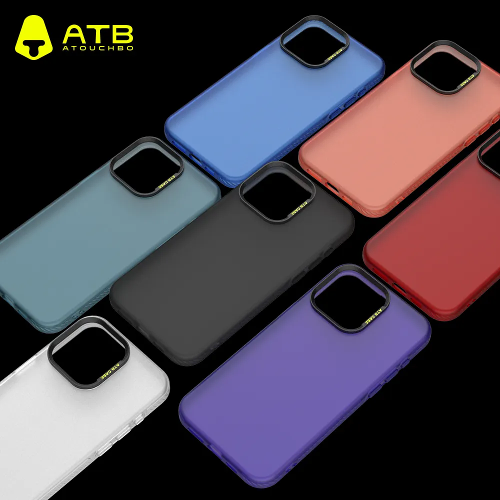ATB Translucent Matte Phone Case Shockproof Clear Mobile Transparent PC Phone Case For iPhone 15 Pro Max