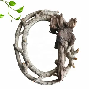 Деревенское украшение для дома искусственный Рог обрамленное зеркало настенное зеркало подарок для охотников
