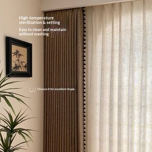 Rideau Occultant Automne en Coton et <span class=keywords><strong>Lin</strong></span>, Haute Opacité, Personnalisable, Fabriqué en Chine, pour Salon et Chambre, Tissu de Rideau à la Française - Product Image 2