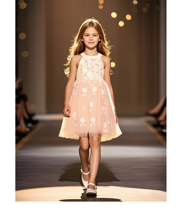 Robe sans manches en dentelle pour jeunes filles, ornée d'une élégante broderie florale - Product Image 1