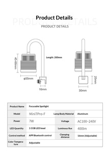 Foco LED Ajustable y Ecológico de Plástico ABS para Peceras Sudamericanas con Enfoque Variable, Embalaje en Caja, 10W - Product Image 6