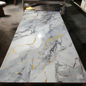 Panneaux muraux en PVC écologiques imperméables effet marbre UV 1220x2440mm Design moderne pour la <span class=keywords><strong>décoration</strong></span> intérieure <span class=keywords><strong>de</strong></span> la cuisine et <span class=keywords><strong>de</strong></span> la <span class=keywords><strong>salle</strong></span> <span class=keywords><strong>de</strong></span> <span class=keywords><strong>bain</strong></span> - Product Image 2