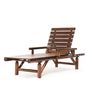 Chaises longues de plage pliantes en bois d'extérieur en gros à prix réduit avec coussin - Product Image 3