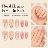 H005-9 Kaixin Grosir Kuku Palsu Almond Sedang Warna Nude Pink Coklat French Tip Emas Foil Motif Zebra Bunga Mengkilap