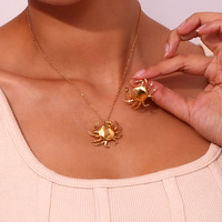 Crabe nouveau Design en acier inoxydable 316L ensemble de bijoux 2 couleurs mignon collier boucle d'oreille usine directement en gros ensembles de bijoux de mode