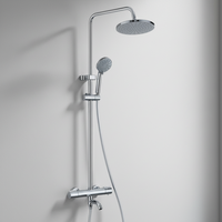 Ensemble de douche thermostatique encastré 3 fonctions en laiton avec boutons en acier inoxydable, fonction pulvérisation, massage et bulles