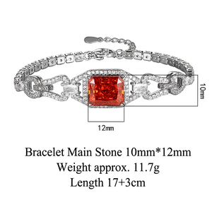 Wholesale Trendy Eco-friendly Copper Gold Plated 10*12MM <b>Ice</b> <b>Out</b> Zircon Geometric Unisex Square <b>Chain</b> Link Bracelet for Party - Product Image 6