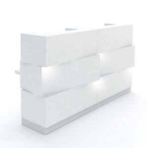 Escritorio de recepción frontal para salón de belleza, diseño moderno, piedra Artificial Popular, blanco brillante, minipeluquería - Product Image 5