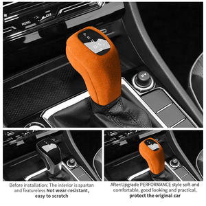 Pour <span class=keywords><strong>Volkswagen</strong></span> Sagitar Passat <span class=keywords><strong>T</strong></span>-<span class=keywords><strong>Cross</strong></span>, pommeau de levier de vitesses de voiture, housse de protection de levier de vitesses, <span class=keywords><strong>accessoires</strong></span> de tuning intérieur en Alcantara - Product Image 2