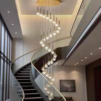Escalier Villa double salon grand lustre Escalier hall Salle de banquet Lumière luxe lampe à led longue suspension