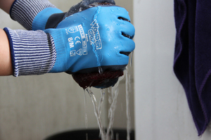 Neue Blaue Nylon-<span class=keywords><strong>Latex</strong></span> Vollständig Schaumbeschichtete Wasserdichte Garten-Arbeitshandschuhe - Product Image 4