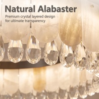 Luminaire suspendu LED personnalisé OEM en cristal d'albâtre espagnol K9, grande taille, garantie 3 ans, en laiton doré, pour usage commercial