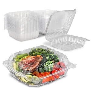 BOPS emballage de service alimentaire récipient en plastique, boîte à charnière en plastique transparent conteneur alimentaire à emporter décoration de gâteau de boîte à clapet