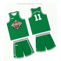 Desain Seragam Basket Tanpa Lengan Bernapas dengan Cetakan Sublimasi Hijau-Paket Identitas Tim Premium Penyerap Keringat Cepat
