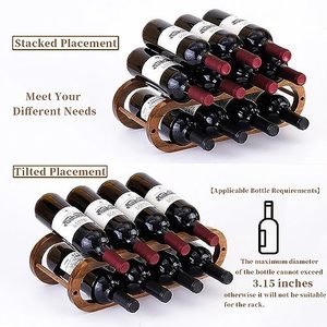 Range-bouteilles et organiseur de bouteilles d'eau 2 en 1 pour armoire et comptoir - Réglable en 2 tailles (Bois d'acacia 2 niveaux) - Product Image 2