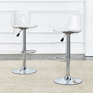 Modern Metal Base <b>Bar</b> Chairs & <b>Stools</b> 360 Rotatable Adjustable Height Lightweight Fabric Seats Set of <b>2</b> - Product Image 1