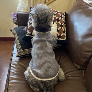 Suéter Tejido para Mascotas Estilo Preppy, Ropa Cálida de Invierno para Perros, Azul Marino y Gris, 2 Colores - Product Image 2