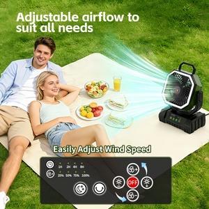 F6S Güneş Enerjili Taşınabilir Kamp Fanı Feneri 20000mAh Pil Fırçasız Motor Salınımlı Düşük Gürültülü Araba Ev Kullanımı İçin - Product Image 5