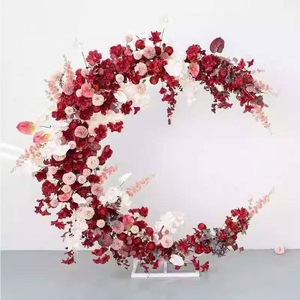 Arche de fleurs artificielles violettes, décoration demi-lune en soie, arche de mariage, toile de fond de fleurs fraîches, décoration de mariage - Product Image 5