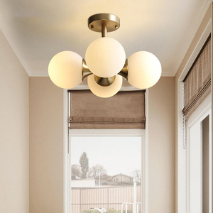 Lampadario Moderno a Sfera di Vetro Magic Bean, 6 Luci, <span class=keywords><strong>Oro</strong></span>, Globo Satinato, Lampada a Sospensione, Plafoniera per Soggiorno, Camera da Letto, Arredamento Casa - Product Image 6