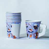 Vaso de Papel con Asa para Té y Chocolate Caliente, de Primera Calidad, Clásico, Universal, Moderno, Certificado para Uso Alimentario, Libre de BPA, No Tóxico