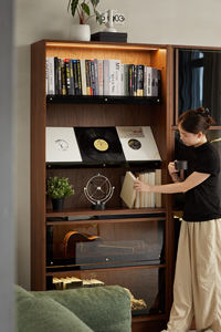 XUXIE bibliothèque créative Style minimaliste italien support de rangement en bois massif multicouche affichage réglable bureau à domicile intégré - Product Image 5