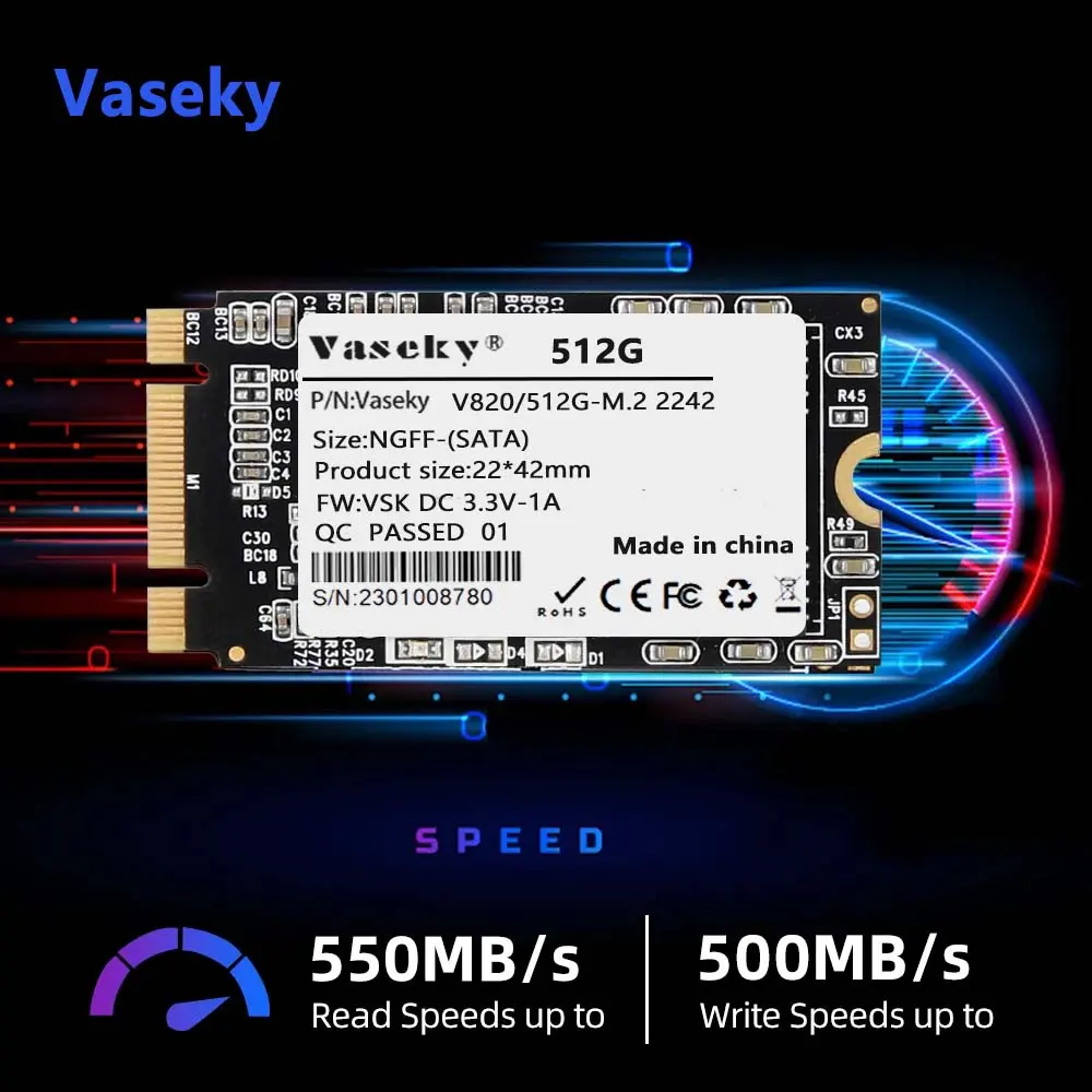 Vaseky SATA M.2 64G 256GB 512G 1TB NGFF SSD 2242โซลิดสเตตฮาร์ดดิสก์ M2 SATA สำหรับแล็ปท็อป