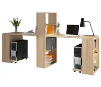 Mesa de escrita para computador, mesa de escrita para computador com design simples de madeira móveis para 2 pessoas