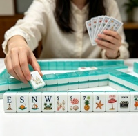 Tuiles de Mahjong Vertes Jello - Ensemble de Mahjong aux Motifs Agrumes Tropicaux, Torche et Étoiles de Mer, Mahjong en Acrylique pour Fête d'Été