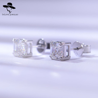 Anting-anting musim panas Moissanite Moissanite, anting-anting potongan Moissanite perak 1 karat 925