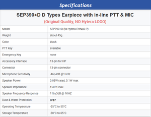 Auriculares SEP390 + D estilo D, auriculares originales de radio bidireccional para Hytera HP500 HP502 HP505 HP506 HP508 HP600 HP602 HP605 HP606 HP608 - Product Image 3