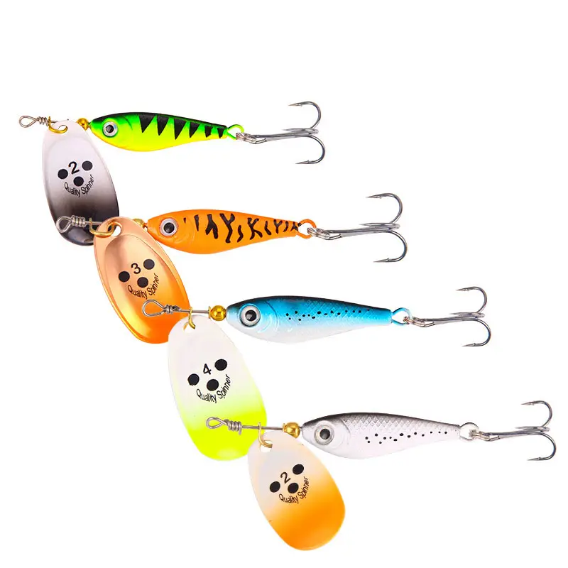 Spinner Spoon Metal Fishing Lure 11g 15g 20g Sequins Crankbait Spoon Artificial Baits Wobbler Rotating Bait with Treble Hooks