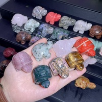 Vente en gros de sculptures de tortues en pierres gemmes de guérison, matériaux variés, animaux colorés, artisanat en cristal pour décoration et cadeaux