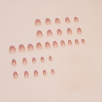 Faux ongles à presser effet dégradé, style French, courts, forme amande, 30 pièces, pour doigts, à coller, pour nail art