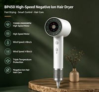 Sèche-cheveux électrique ionique haute vitesse pour la maison et l'hôtel, 5 modes d'utilisation, contrôle tactile intelligent, écran TFT, moteur BLDC, protection de sécurité