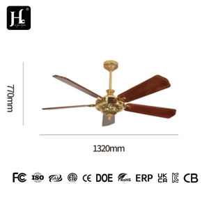 Ventilador de techo LED de 5 aspas de madera maciza, motor de CC con control remoto, aire OEM de alta calidad, 52 pulgadas - Product Image 3