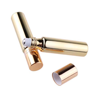 Bouteille d'huile essentielle en verre rechargeable de 3ml 5ml 10ml avec bille roulante en acier plaqué or noir et argent