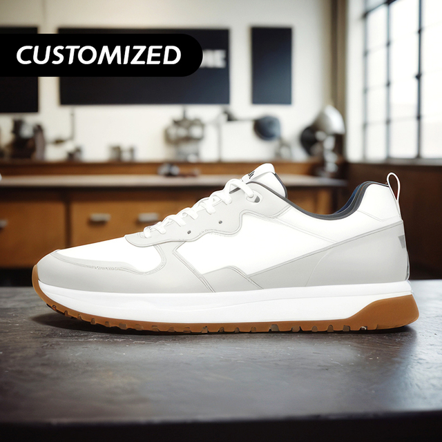 2026 New Fashion Custom Logo Genuine Leather Anti-Slip Breathable Walking Style Men Running Shoes
