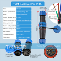 Connecteur de fil de joint de connexion rapide étanche sans soudure prise mâle femelle TY24 Docking-7P 10A connecteurs de câble circulaires