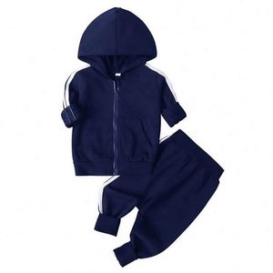 Vêtements pour enfants décontractés 100% coton, ensemble de survêtement 2 pièces, sweat-shirt à fermeture éclair, pantalon de survêtement, jogging pour garçons et filles - Product Image 2